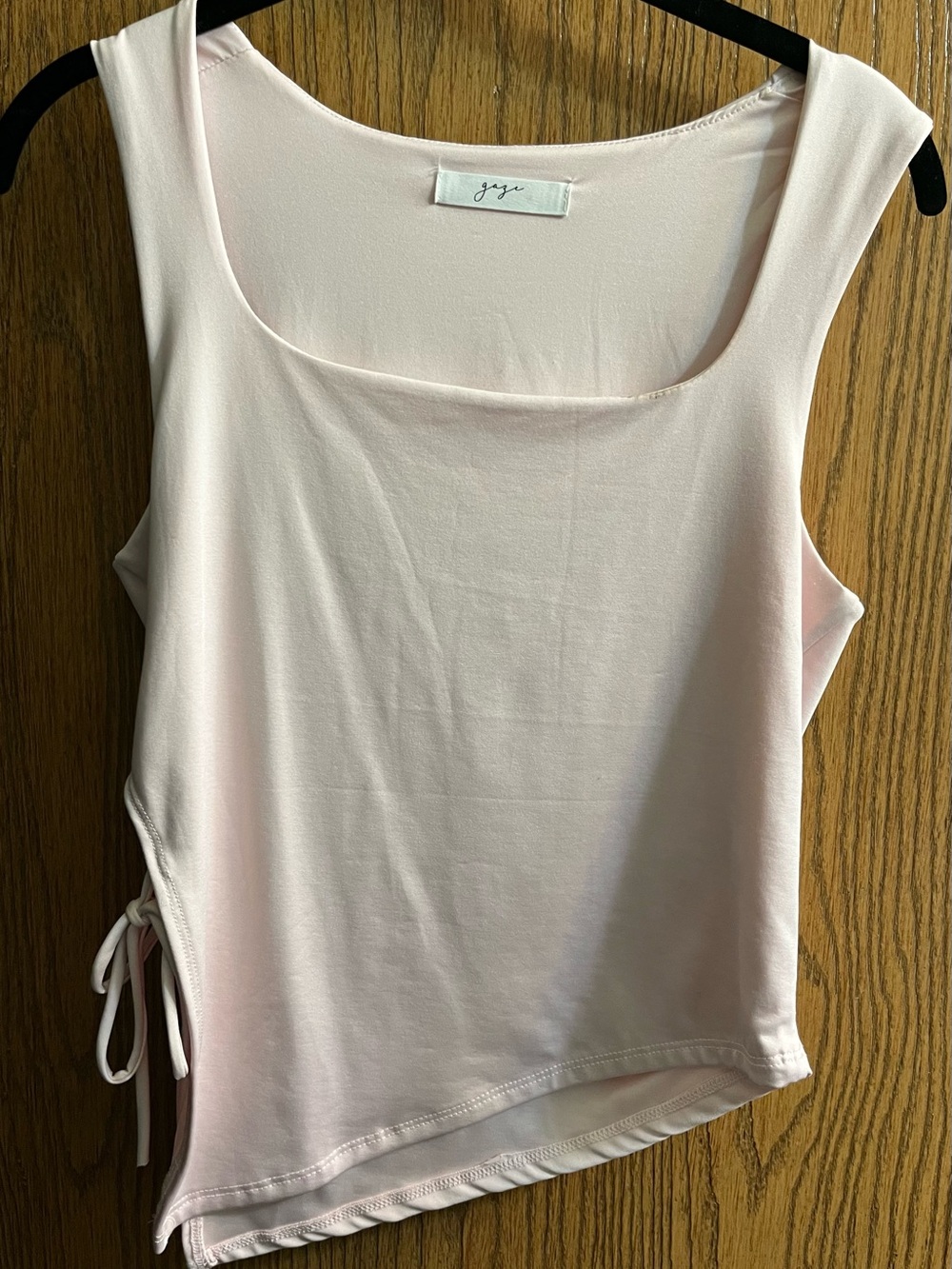 Gaze Sleeveless Square Neck Pink Tank Top
